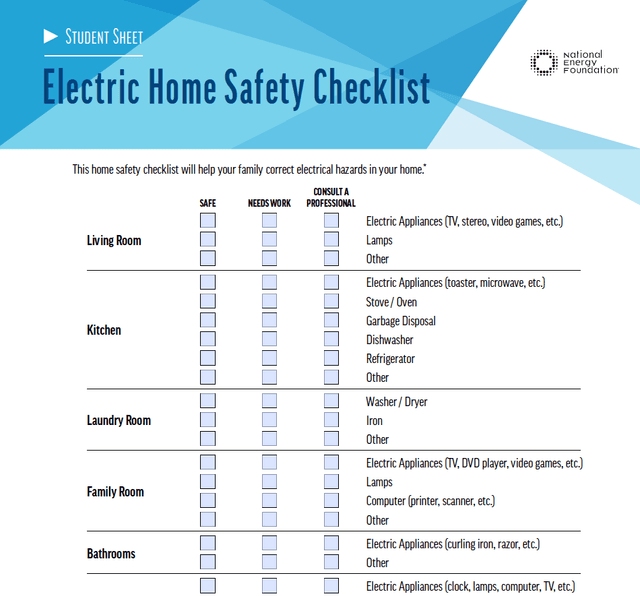 Electric Home Safety Checklist Image