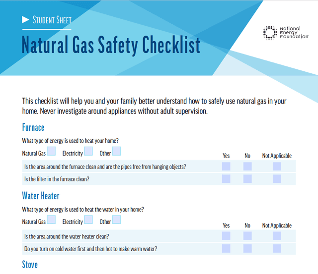 Natural Gas Home Checklist image