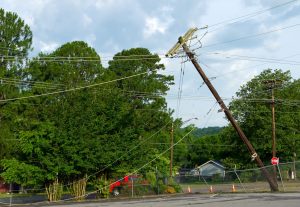 damaged power pole